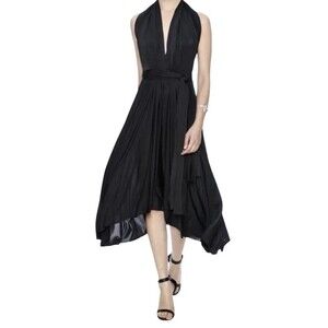 Mai Tai Infiniti Convertible Black Halter-Style Wrap Midi Dress